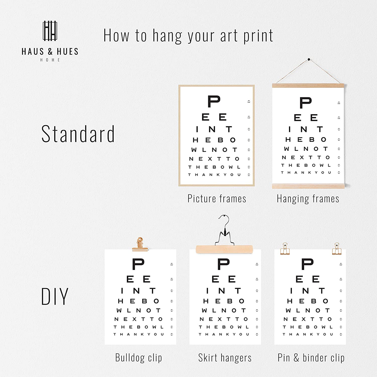 Funny Bathroom Signs for Home Decor - by Haus and Hues | Funny Bathroom Decor Funny Bathroom Wall Art | Bathroom Art Funny Bathroom Decor | Funny Bathroom Art | 12" x 16" UNFRAMED (Eye Exam)