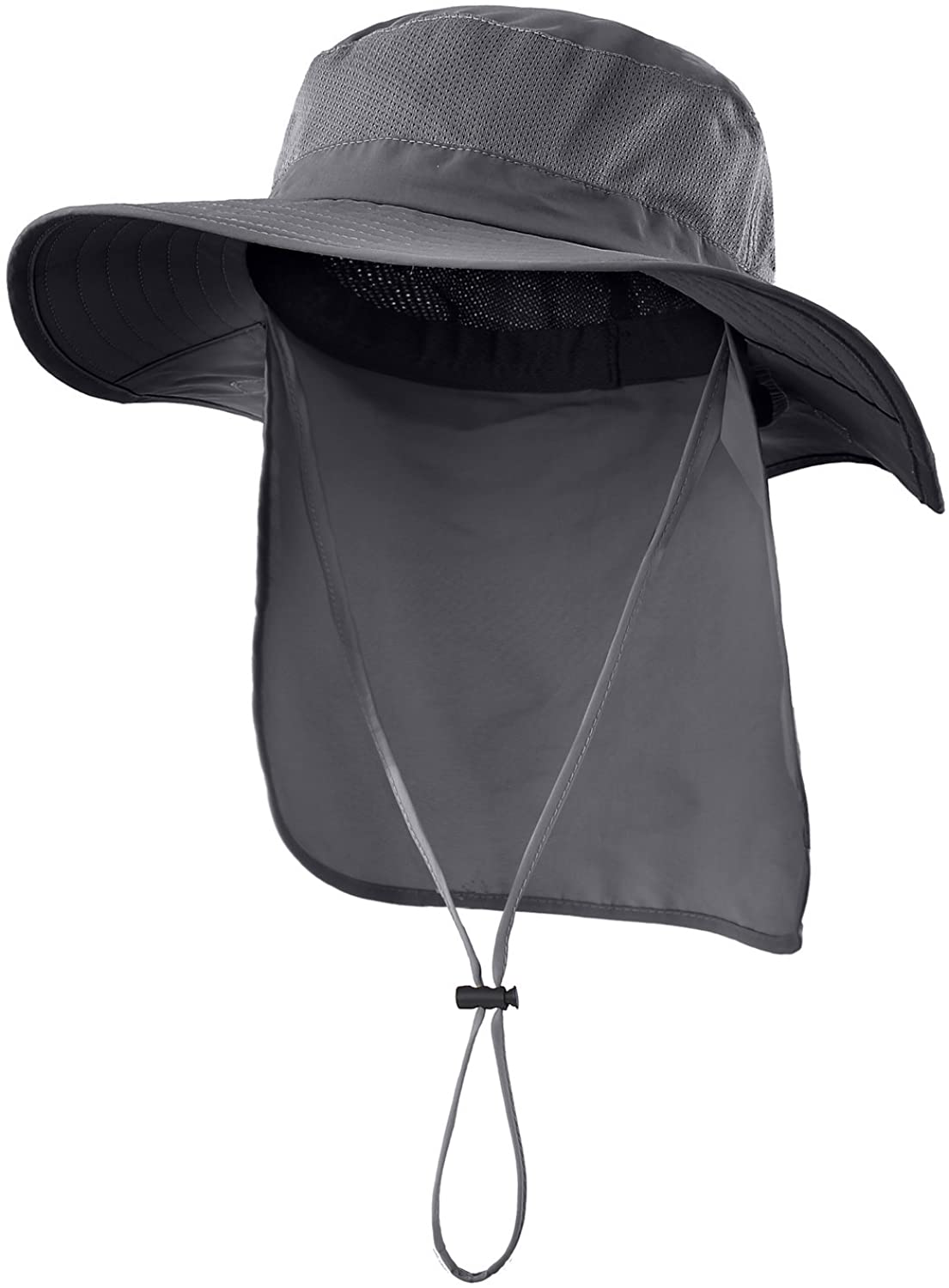 Outdoor UPF50+ Mesh Sun Hat Wide Brim Fishing Hat with Neck Flap