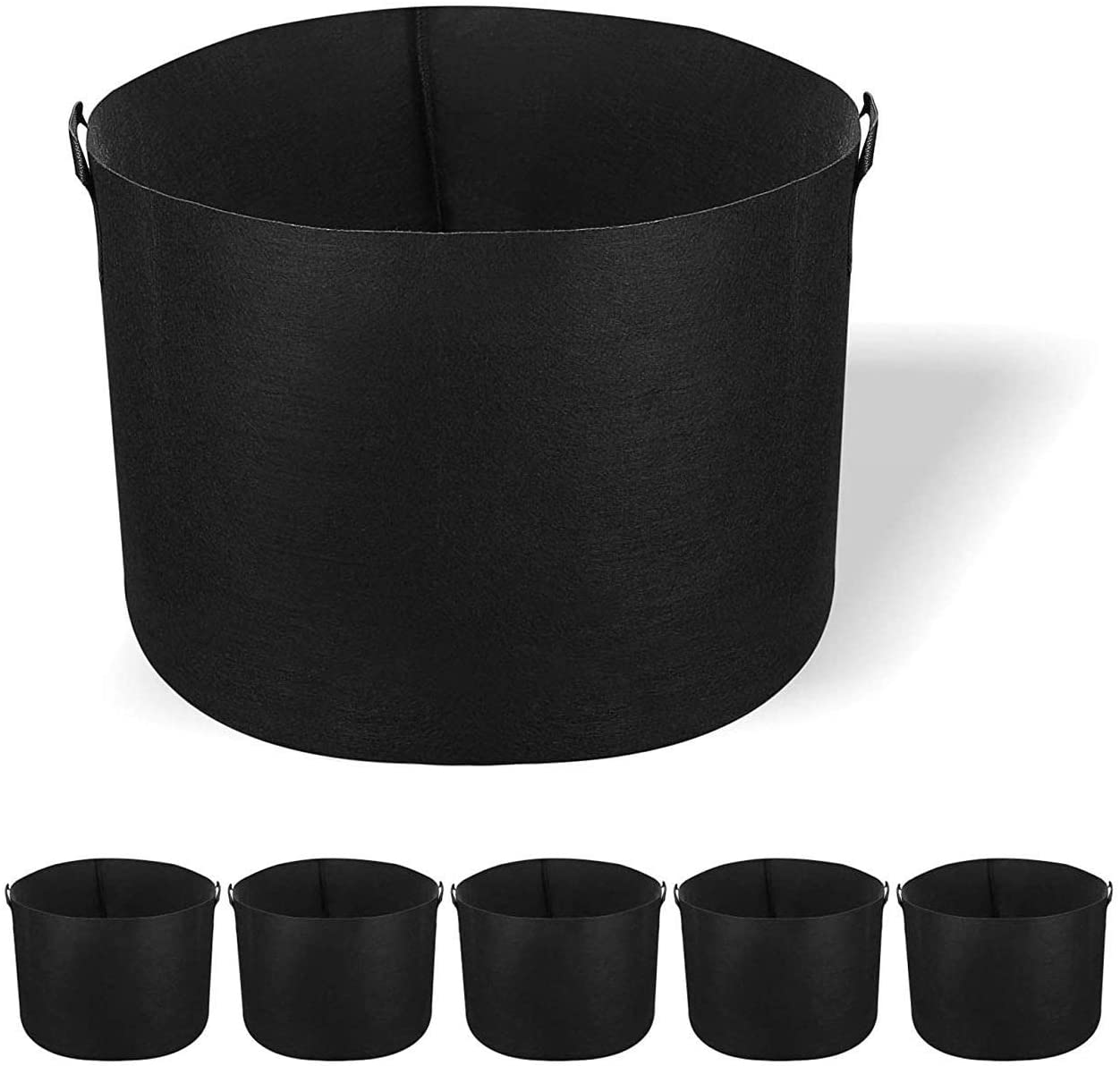 5 Pack Grow Bags Heavy Duty Thickened Non-Woven Aeration Fabric Pots with Strap Handles