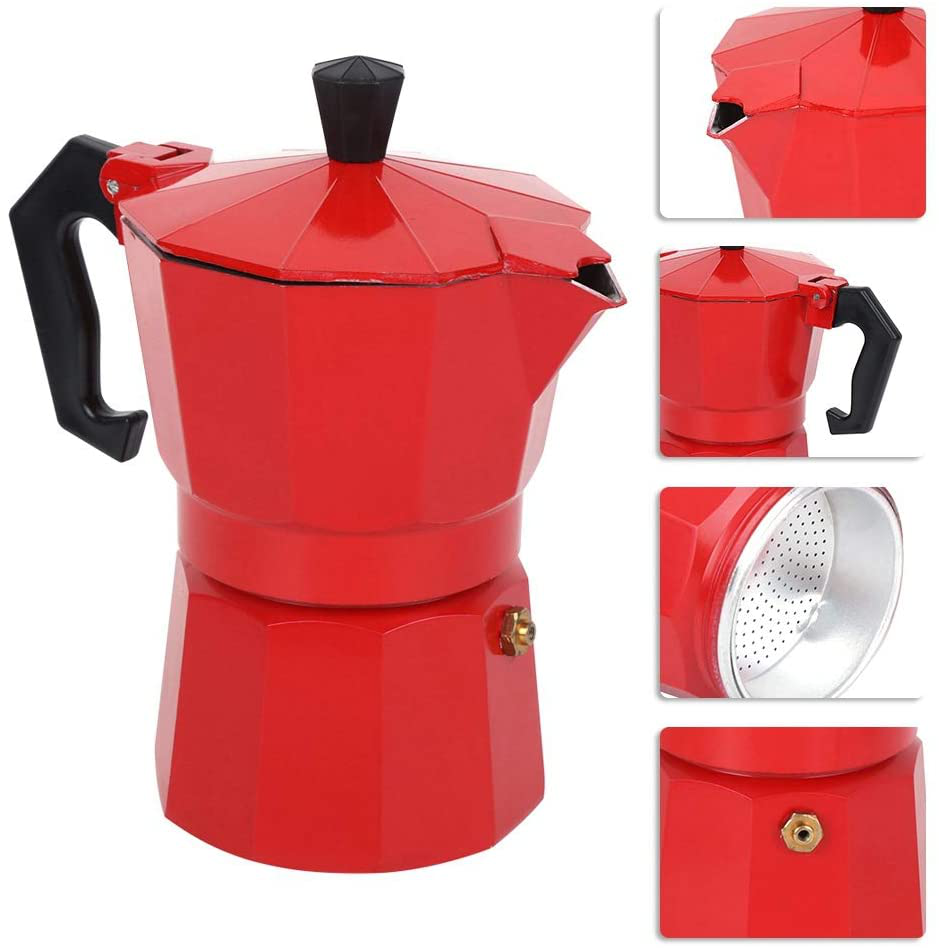 6 Cup Coffee Maker, Italian Style Coffee Maker, Moka Coffee Maker, Coffee Maker Tool, Quick Cleaning Pot for Home Office (Black)