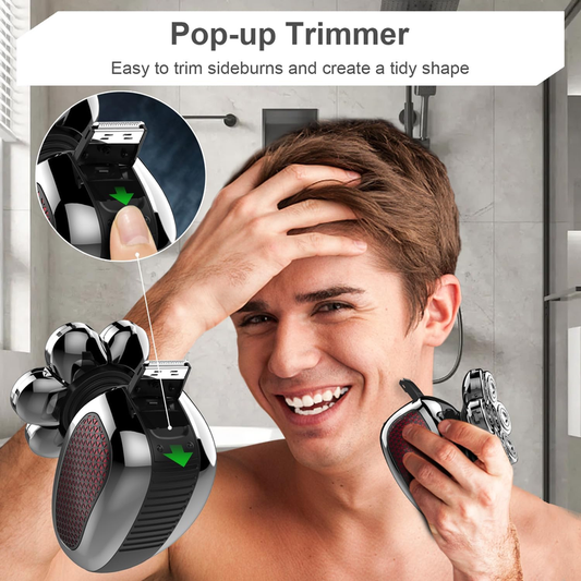 5 in 1 Electric Shaver 7D Rechargeable Bald Shaver Grooming Kit with LED Display