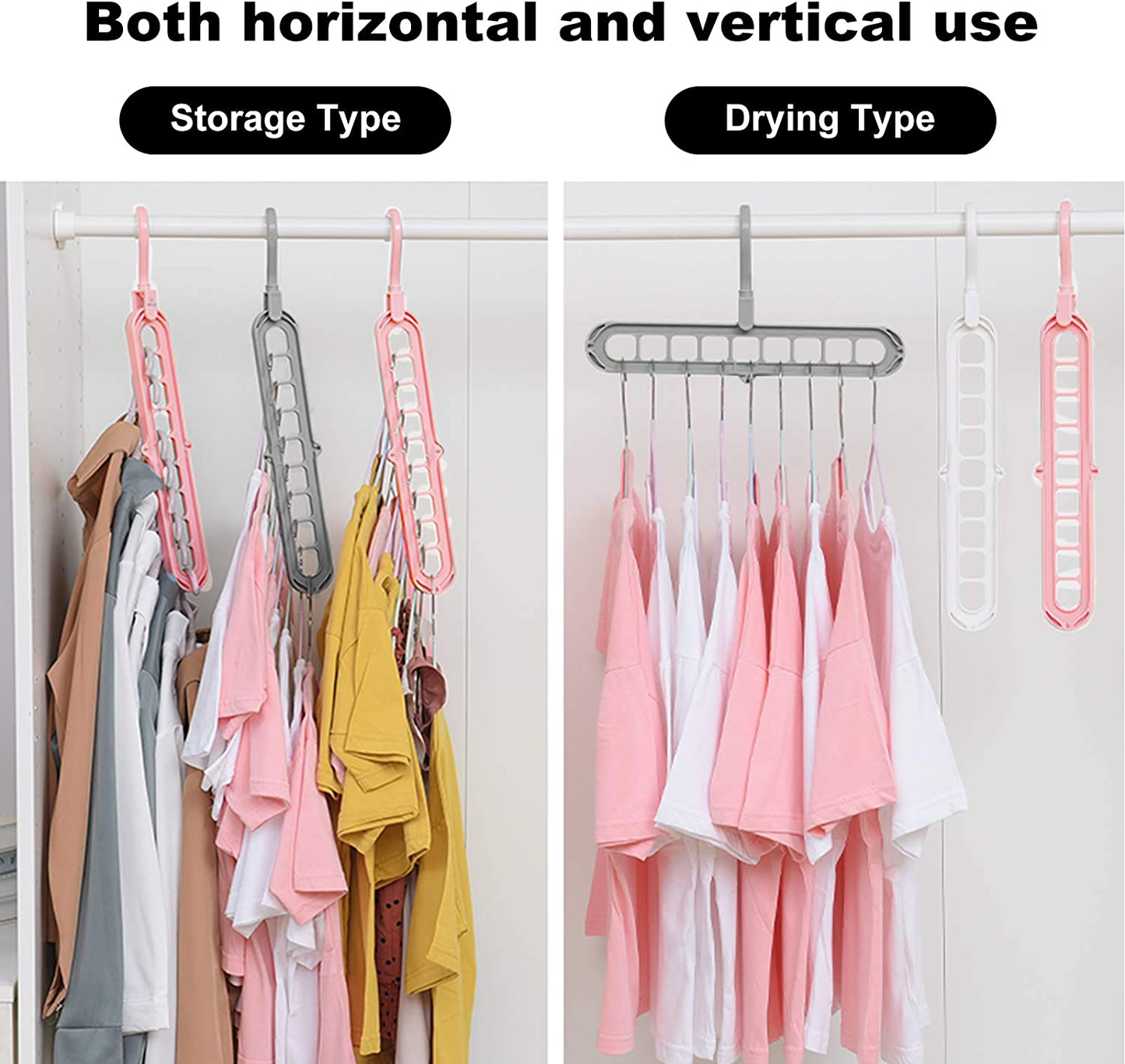 Closet Organizers and Storage, Pack of 6 Multifunctional Closet Organizer Magic Space Saving Hangers with 9 Holes Closet Storage Organization for Wardrobe Heavy Clothes,Shirts,Pants,Dresses,Coats