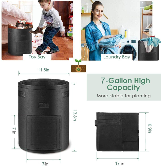 7 or 10 Gallon Grow Bags Fabric Pots with Handles