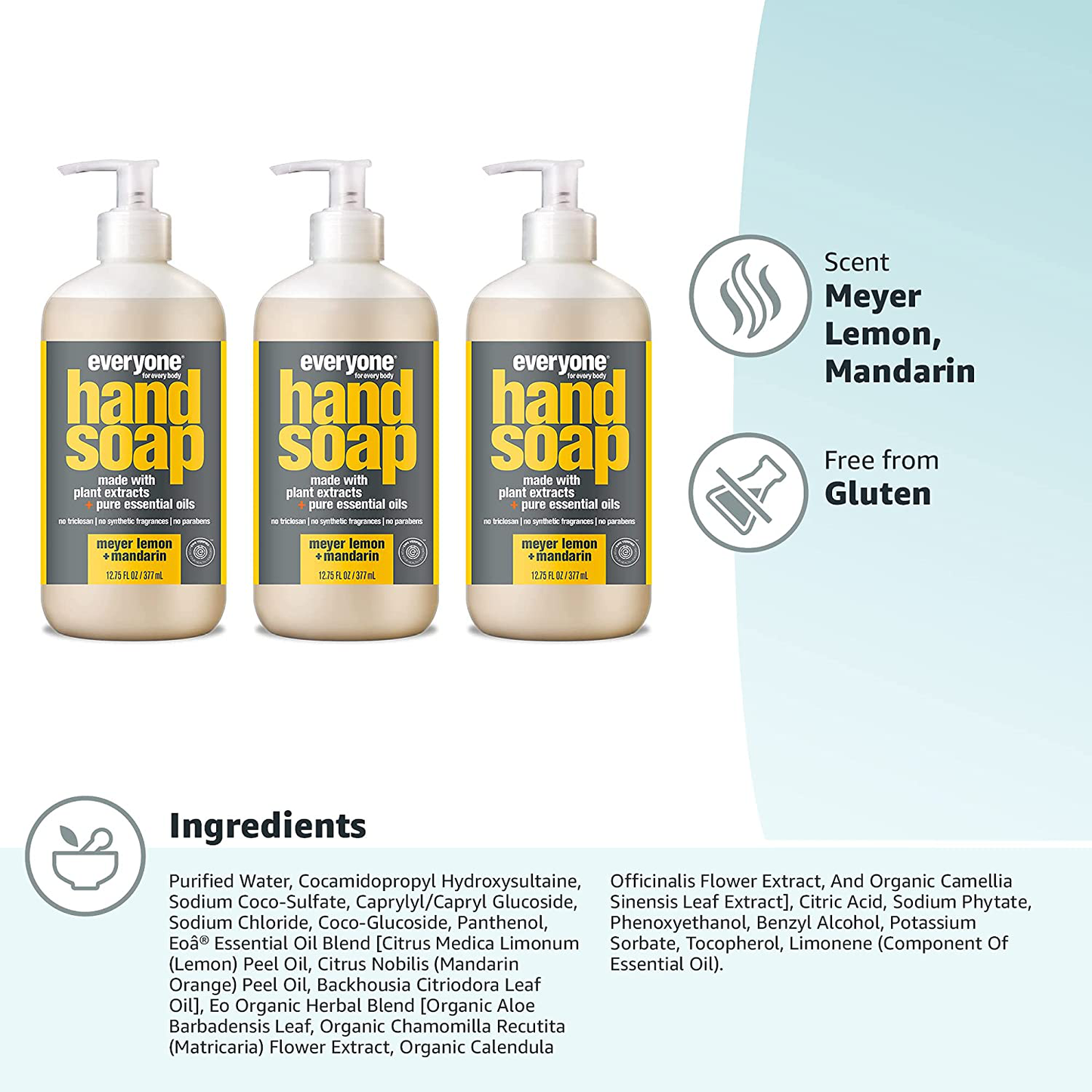 Everyone Liquid Hand Soap, Lavender and Coconut, Plant-Based Cleanser with Pure Essential Oils, 12.75 Ounce (Pack of 3) ,Packaging May Vary