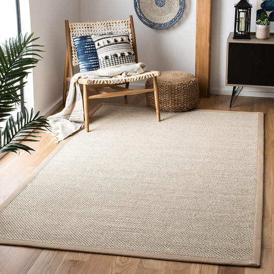 Safavieh Natural Fiber Collection NF143C Border Sisal Runner, 2'6" x 6' , Marble / Beige