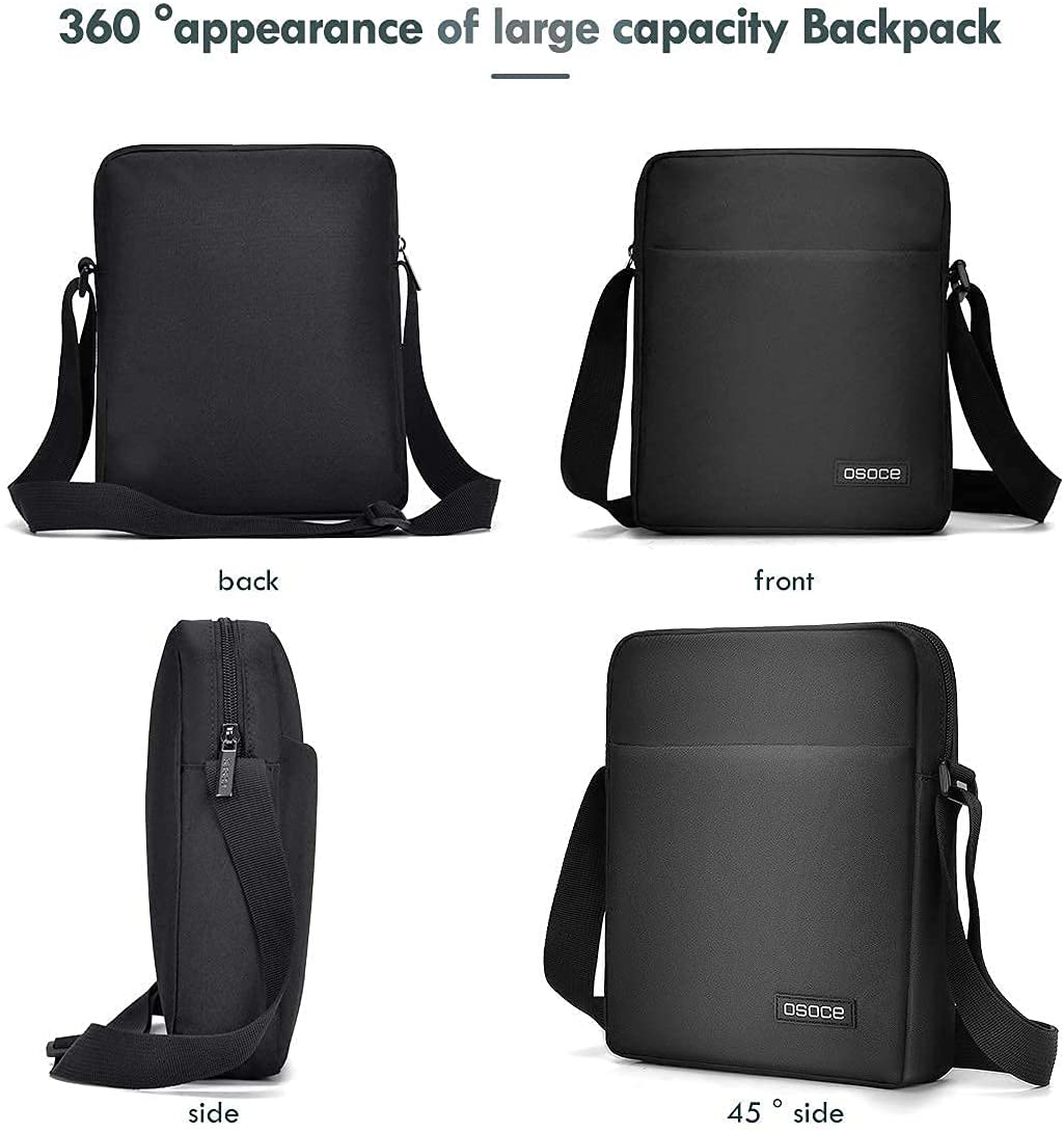 OSOCE Sling Bag Casual Daypack Chest Crossbody Shoulder Bag Lightweight for Women Men Travel Business Office School (Black)