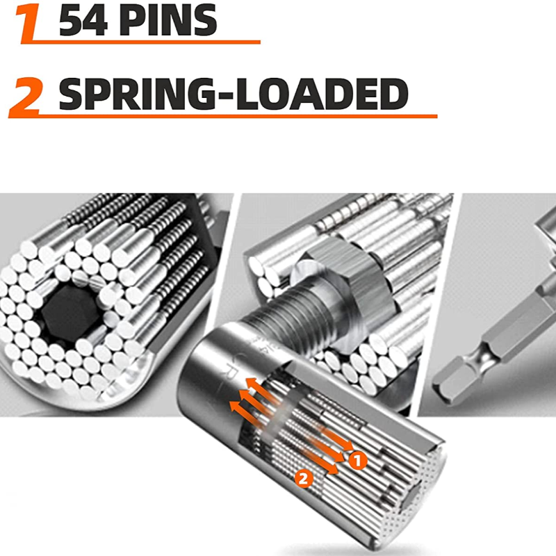 Universal Socket Tool - Socket Set with Power Drill Adapter 1/4'' - 3/4'' (7-19mm)