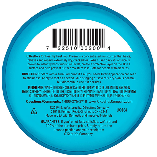O'Keeffe's Healthy Feet Foot Cream, 3.2 ounce Jar