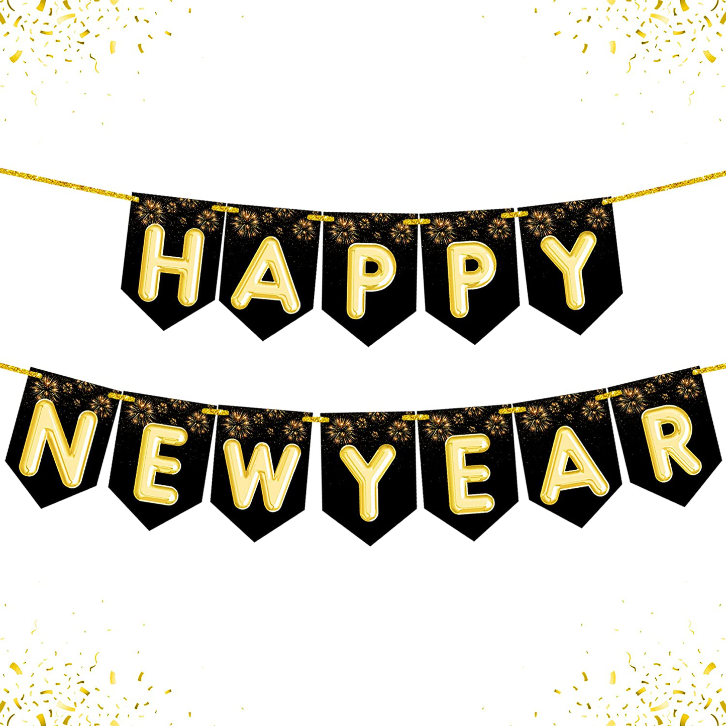 Shiny, Gold Happy New Year Banner 10 Foot