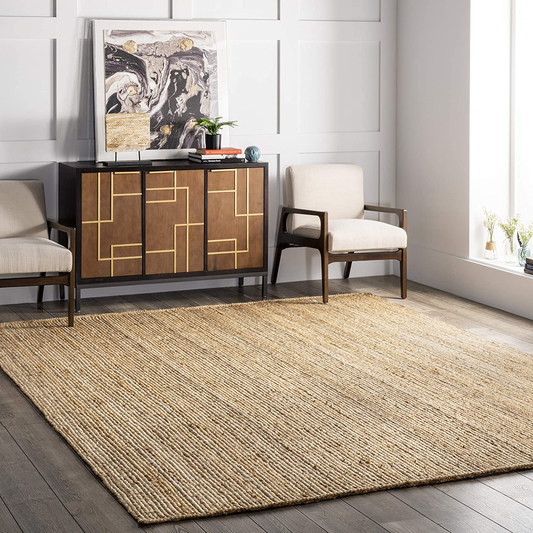 nuLOOM Rigo Hand Woven Farmhouse Jute Area Rug, 4', Off-white