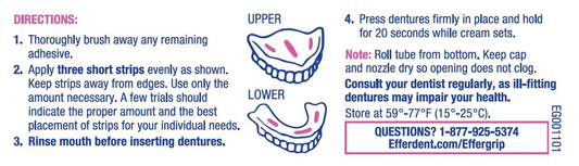 Effergrip Denture Adhesive Cream, Extra Strong Holding Power, 1.5 oz