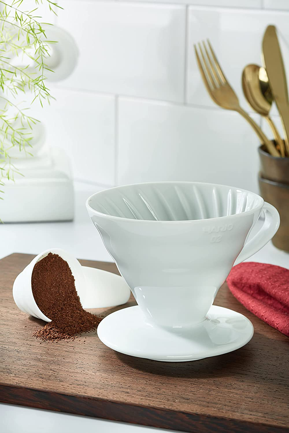 Hario V60 Ceramic Coffee Dripper, Size 02, Red