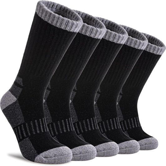 5 Pairs Women’s Hiking Socks – Merino Wool Thermal Winter Crew, Cushioned for Walking, Work, and Outdoor Activities