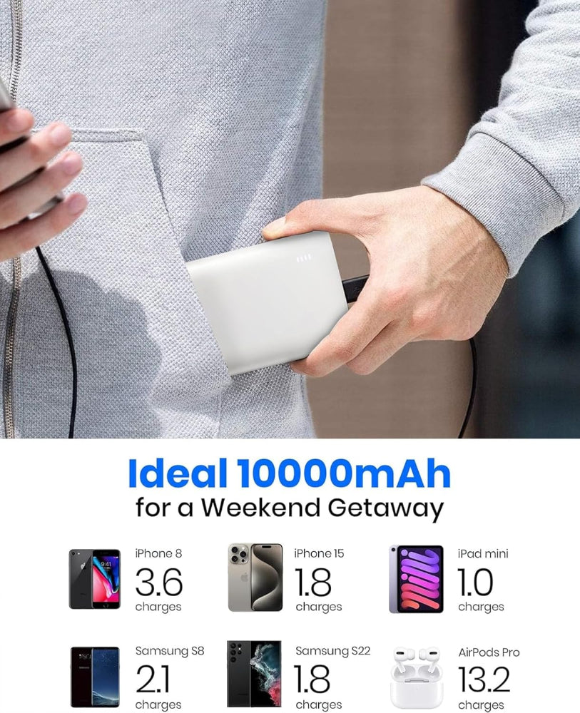Portable Charger – 10000mAh Slim PD 22.5W Fast USB-C Power Bank for Andriod & iOS