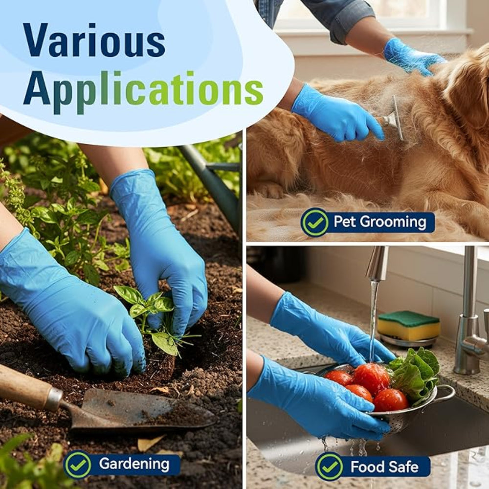 Nitrile Disposable Gloves – Food-Safe, Latex-Free, Powder-Free Blue Rubber Gloves for Cooking & Cleaning
