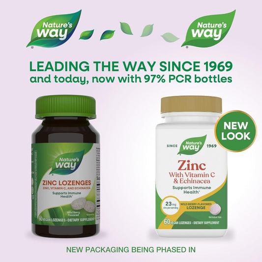 Zinc Lozenges with Vitamin C & Echinacea – Immune Support Supplement for Men & Women, Wild Berry Flavor, 60 Count