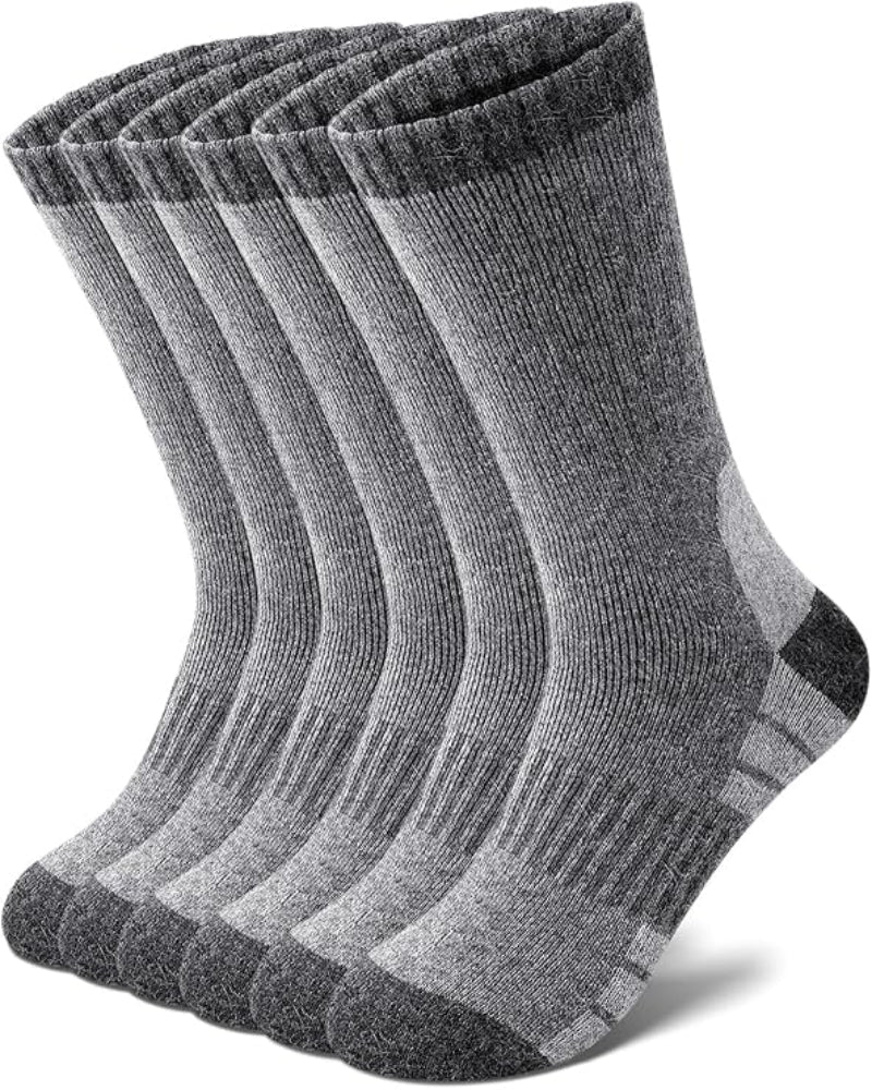 3 Pairs Men’s Merino Wool Hiking Socks – Cushioned Crew Socks for Trekking, Work & Outdoor Wear