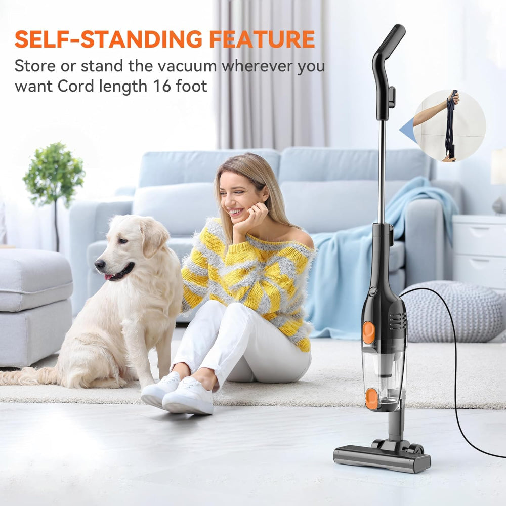 Corded Stick Vacuum Cleaner – 2-in-1 Handheld Use – 20KPa Powerful Suction with 16ft Cord – Lightweight Design for Hardwood Floors & Pet Hair