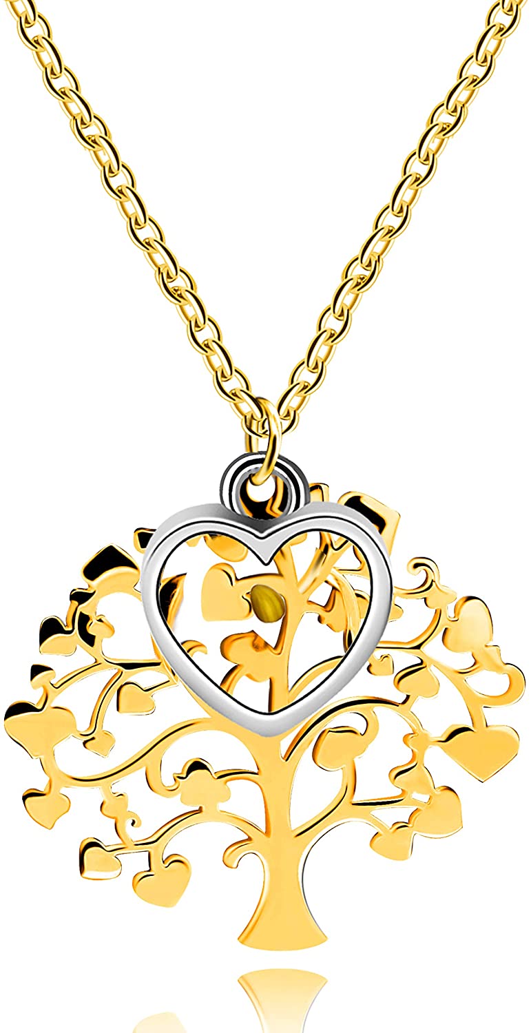 Women's Stainless Steel Tree Of Life Pendant Necklace