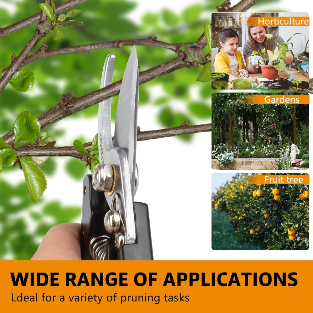8.5" Professional Garden Pruning Shears – SK5 Steel Hedge Clippers, Heavy-Duty Handheld Garden Scissors for Yard, Roadside & Gardening