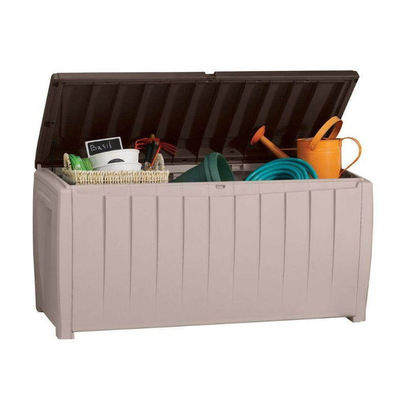 90 Gallon Weather Resistant Outdoor Patio Storage Deck Box and Bench