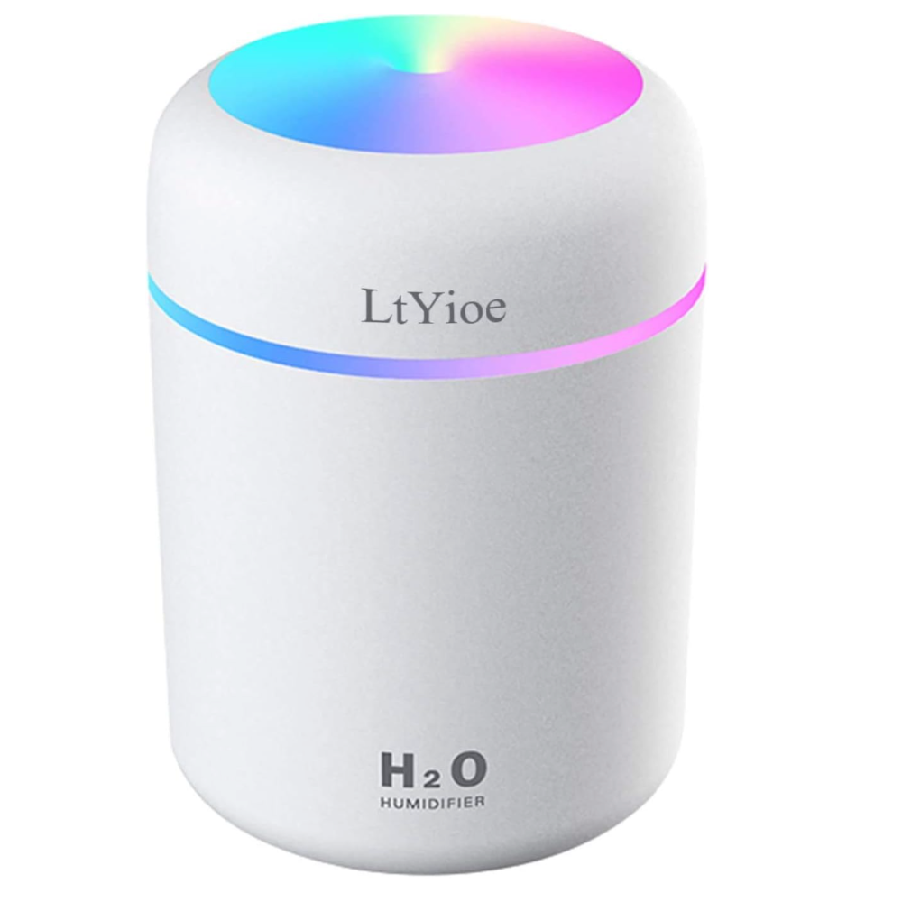 Mini USB Humidifier – Personal Desktop Use – Auto Shut-Off & 2 Mist Modes – Super Quiet – Colorful Design