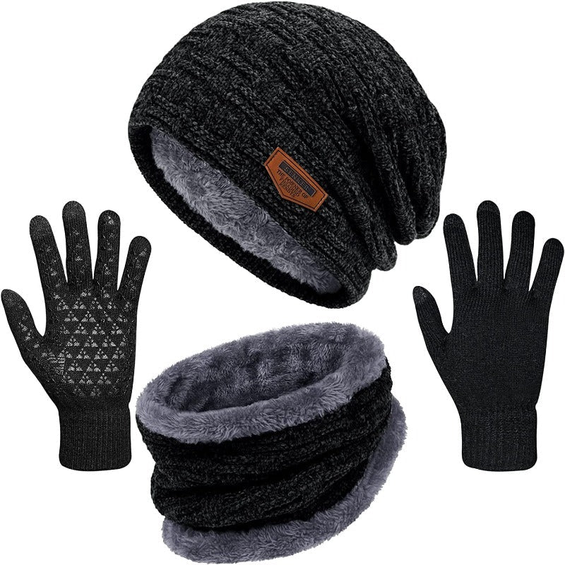 3 Pieces Winter Fleece Lined Beanie Hat, Scarf and Touchscreen Gloves Set