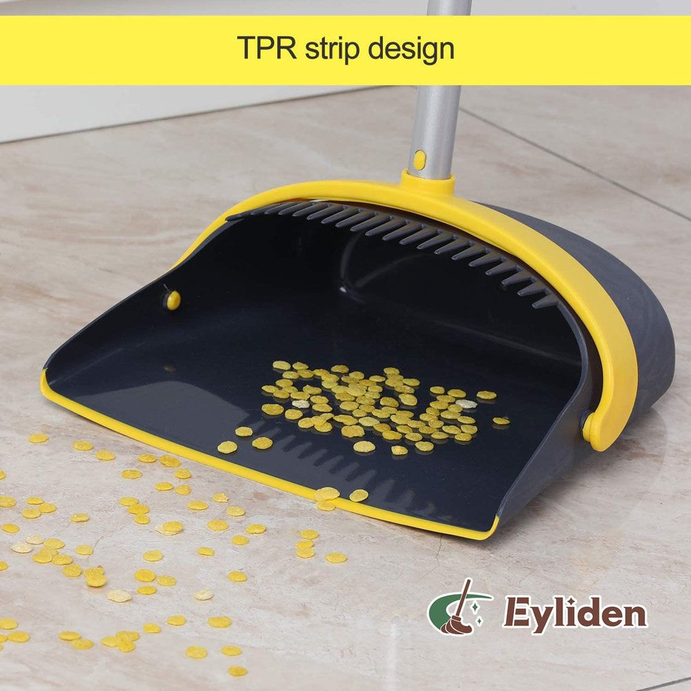 Broom Plastic Dust Pan Set Bristles Light Weight 52" Broom Dark Grey