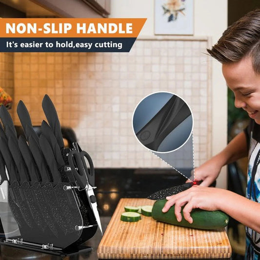 16 Piece Ceramic Coated Knife Block Set with Scissors
