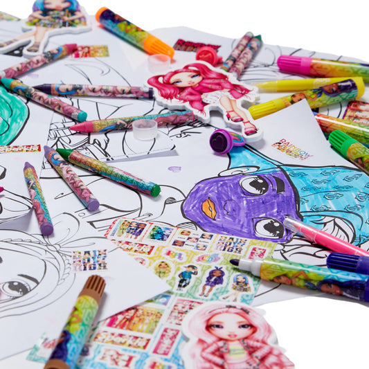 150 Pieces Rainbow High Girls Art Set Stickers Markers and Crayons for Kids