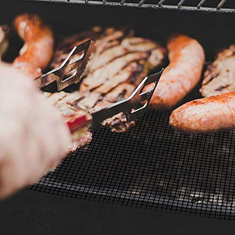 Set of 6 Non-Stick Barbecue Grill Sheet Liners - Grilling Mats - Works on Electric Grill, Gas, Charcoal 15.75 x 11.8in