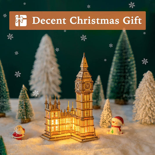 3D Puzzle for Adults Wooden Craft Kits for Teens DIY Construction Model Kit with LED Lights
