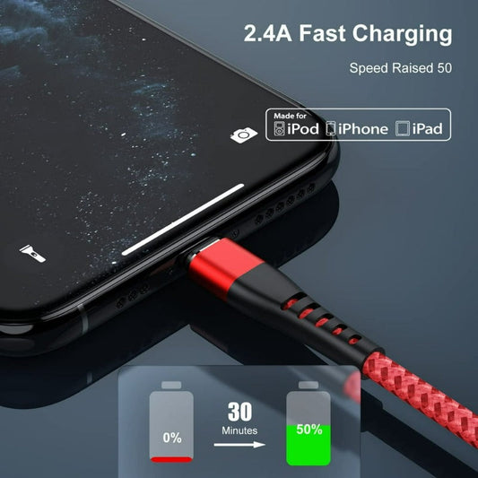 Mfi Certified Lightning Cable, 3Pack 3/6/6 FT Long Iphone Charger, Premium Nylon Iphone USB Cables, Fast Charging