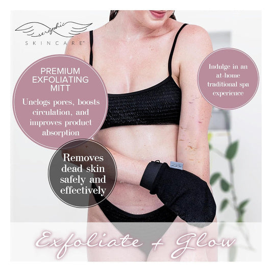 Premium Exfoliating Mitt, Vegan Viscose Body Scrub Glove for Self-Tan & Keratosis Pilaris