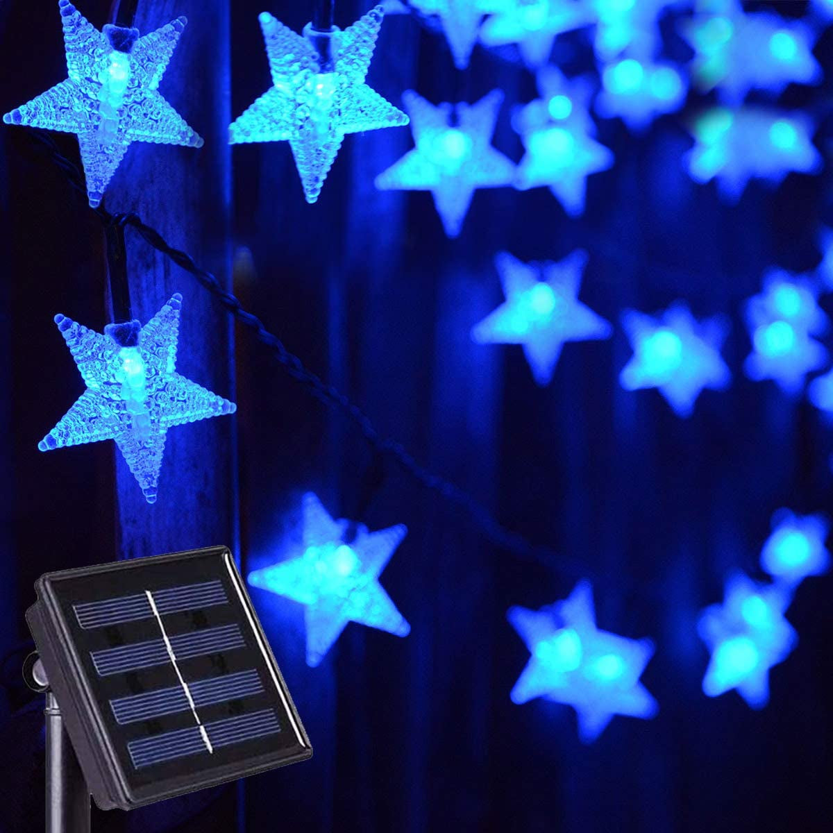 Solar Powered Fairy Lights,Cool White Waterproof Solar Patio Umbrella Summer Lights, 30ft 50 LED Solar String Lights for Christmas Garden Yard Decoration