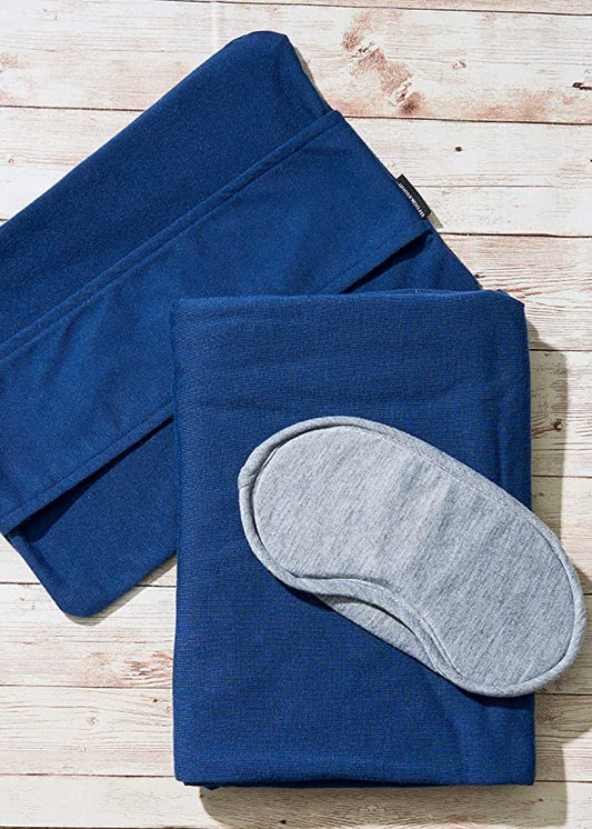 Travel Blanket with Packing Case - Lightweight Portable Blanket for Vacations, Airplanes, Trains, Buses, and Cars