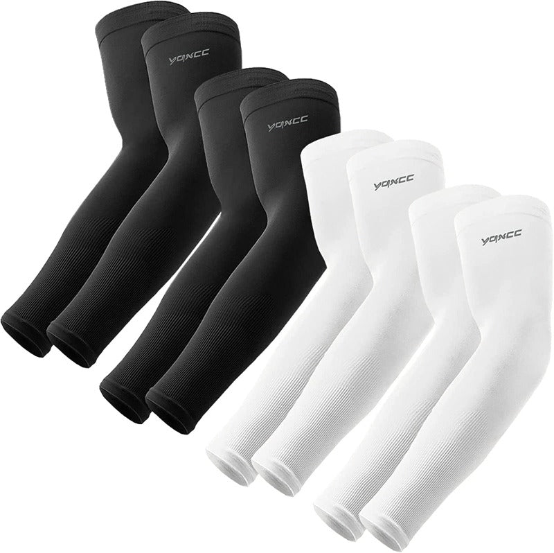 4 Pairs UV Sun Protection Arm Sleeves for Men & Women - UPF 50 Sports Compression Cooling Arm Sleeves