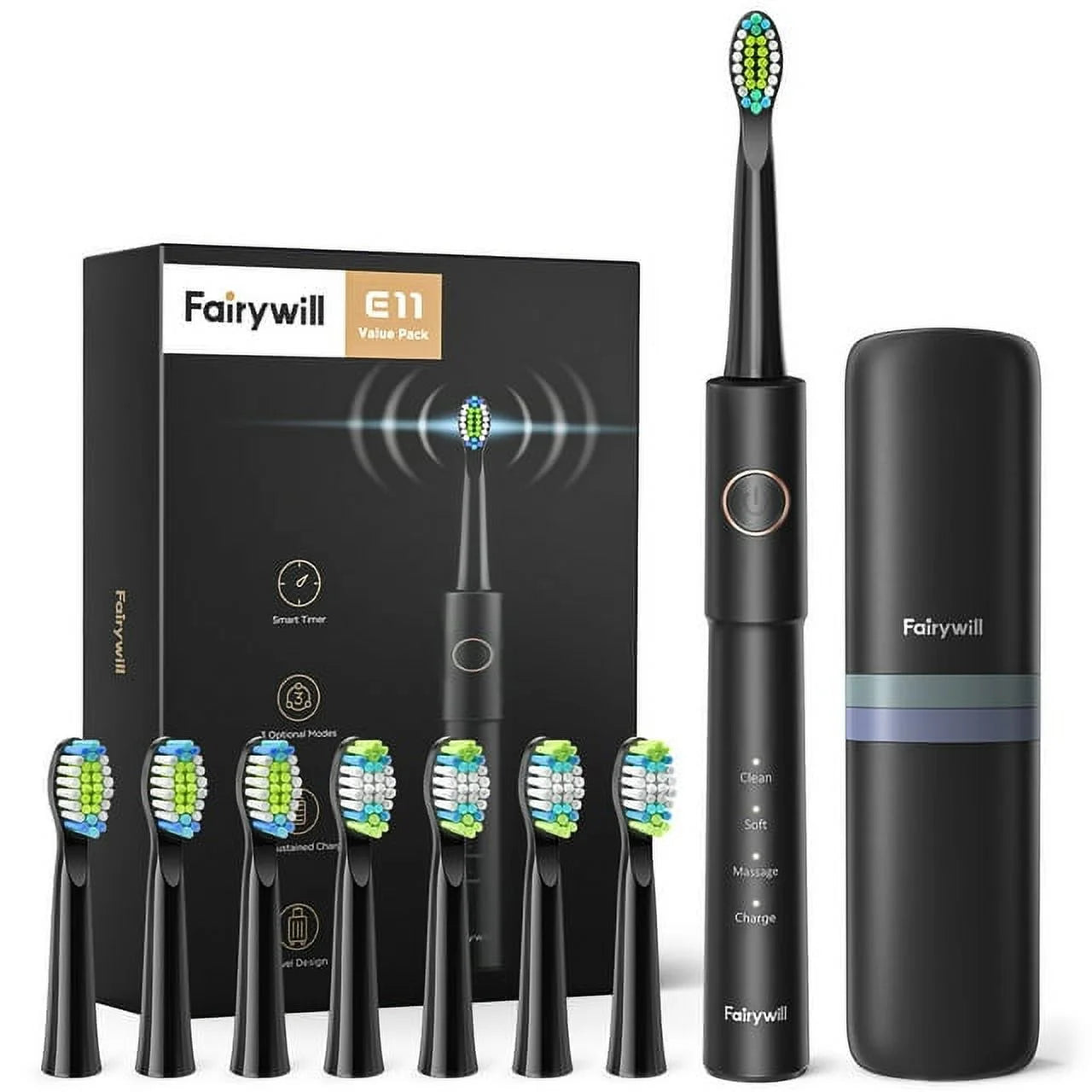 Ultrasonic Electric Toothbrush - Rechargeable Whitening Sonic Toothbrush with 8 Brush Heads