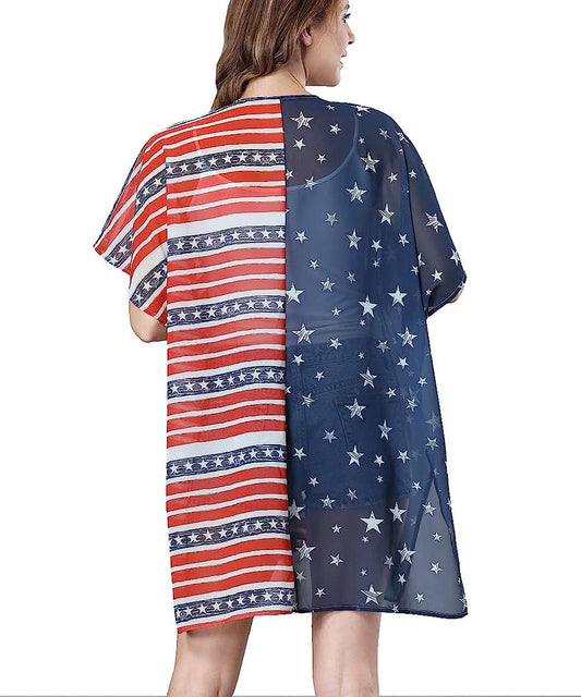 Women Floral Leaf Kimono Summer Cardigan Sheer Loose Half Sleeve Beach Shawl Chiffon Cover Up Casual Blouse Tops