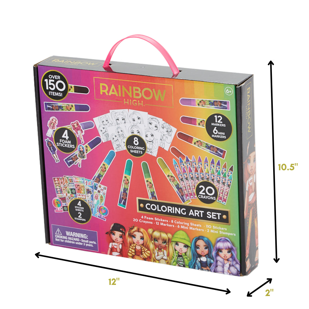 150 Pieces Rainbow High Girls Art Set Stickers Markers and Crayons for Kids