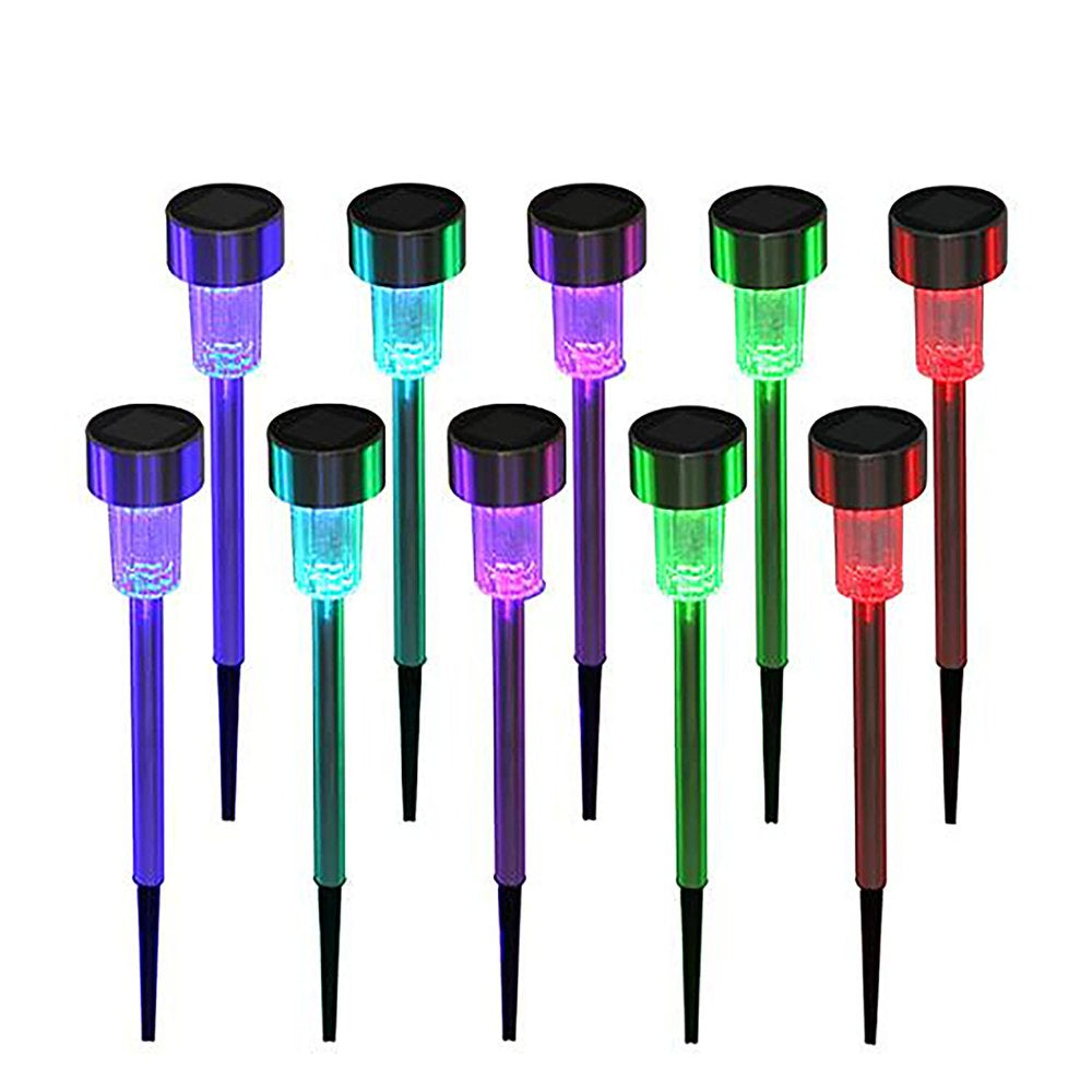 10 Pack Stainless Steel Outdoor Solar Lights for Walkway- Waterproof, LED Landscape Lighting Solar Powered Lights Solar Garden Lights for Pathway Patio Yard