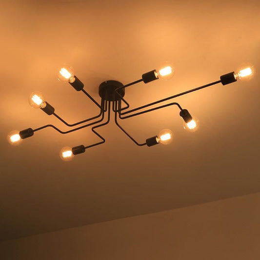 4-6-8 Head Multiple Rod Wrought Iron Ceiling Dome Lamp