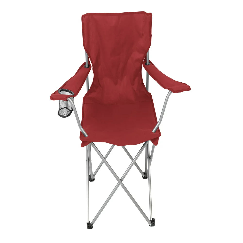 Basic Quad Folding Adult Camp Chair with Cup Holder