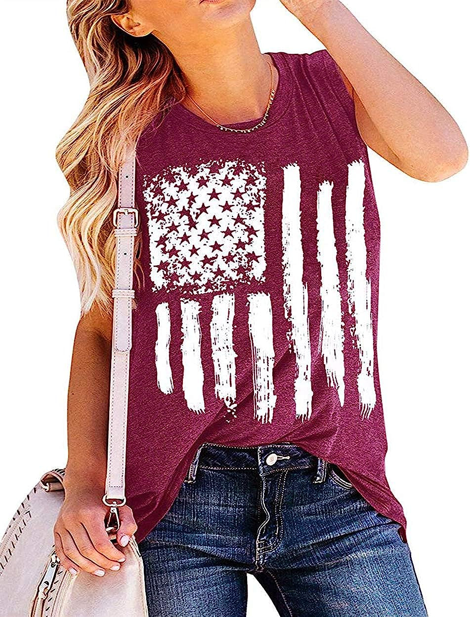 American Flag Tank Tops Women Patriotic Shirt 4th of July Top Stars Stripes Print Sleeveless T-Shirt USA Flag Tee Tops