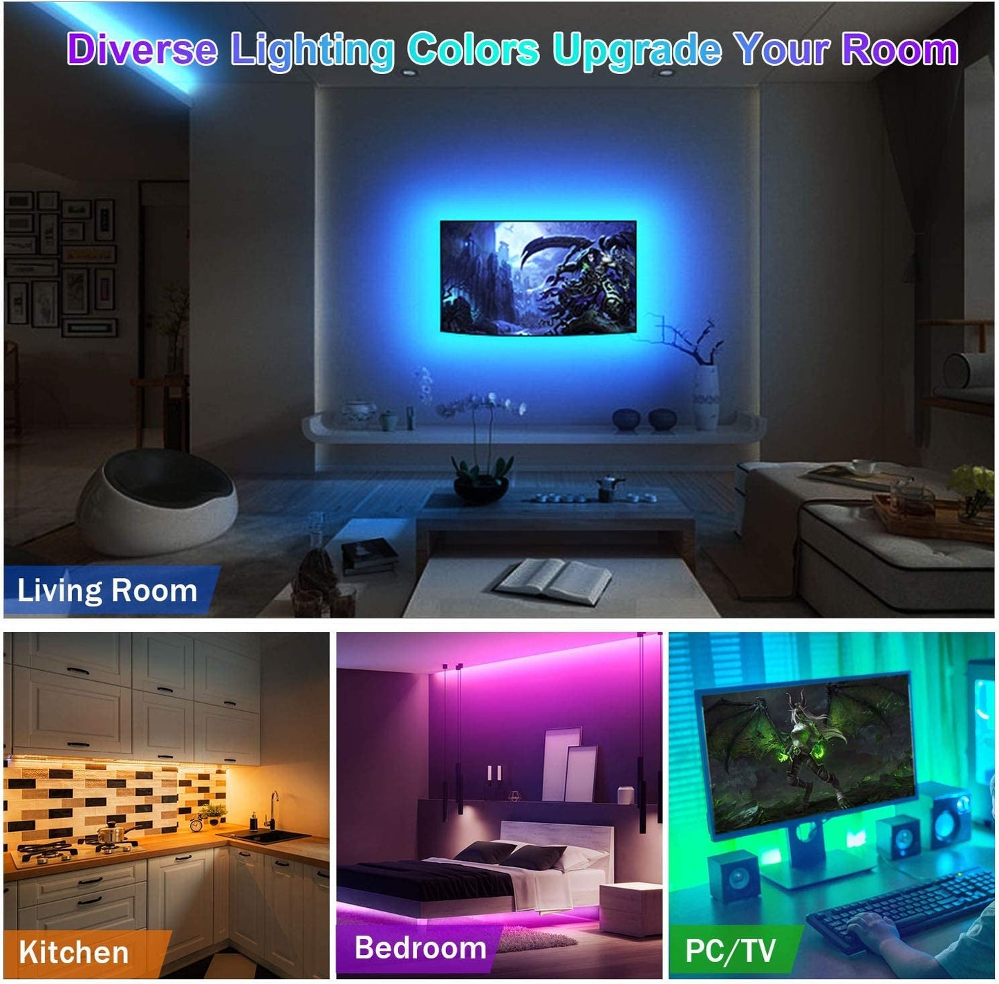 RGB LED Strip Lights - 2 Rolls (25-32.8ft each)