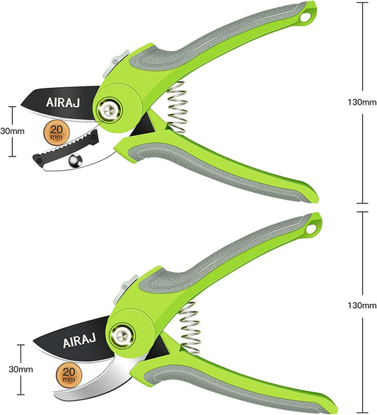 2 Pack Steel Pruning Shears Set for Gardening