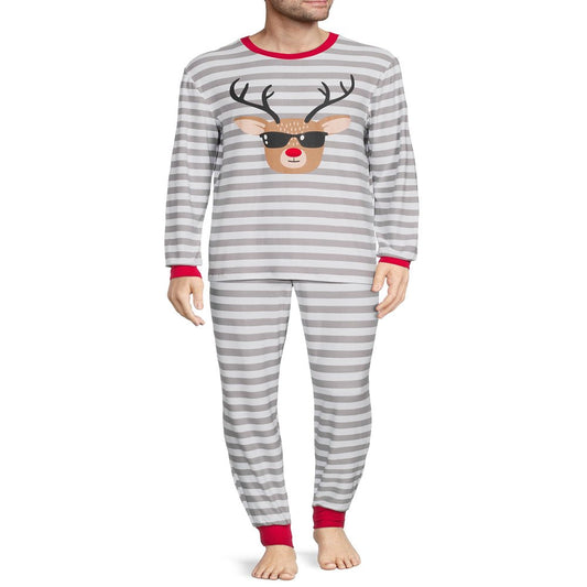 Striped Deer Matching Family Christmas Pajama Set