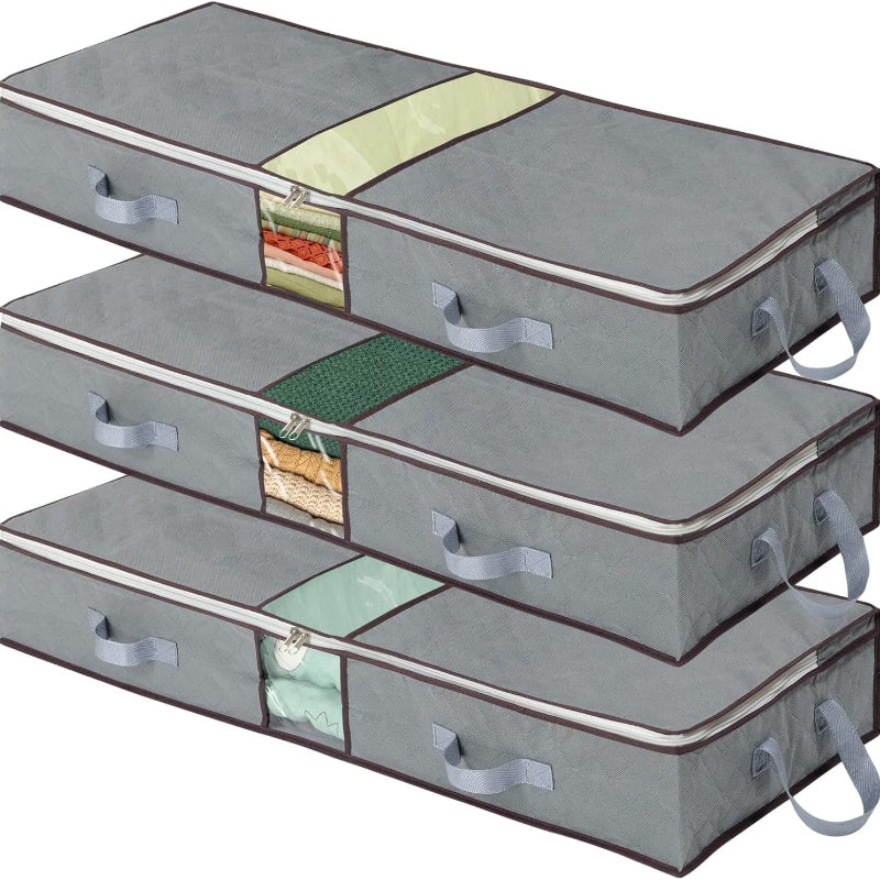3-Pack Jumbo Zippered Storage Bags for Comforters, Blankets, and Clothes