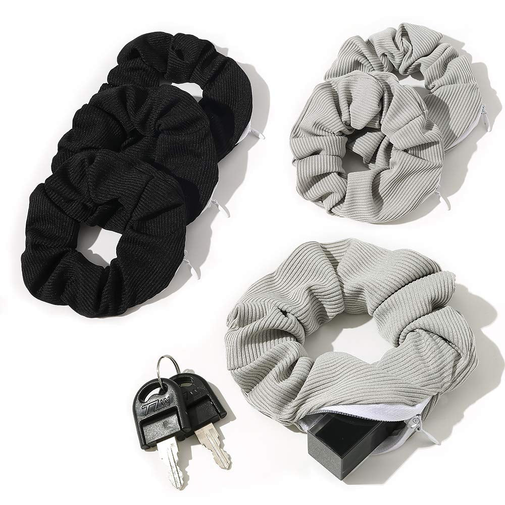 Pocket Scrunchies Hair Ties with Hidden Zipper