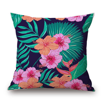 Fashion High Quality Cotton Linen Tropical plant Flowers Grass Decorative Throw Pillow Case Cushion Cover Sofa Home Decor